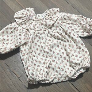 12-18m petite Amalie Floral Kids romper - Cream and Red